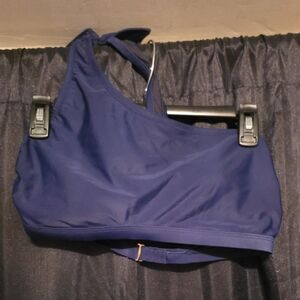 🟠Coastal Blue Navy One-Shoulder Bikini Top